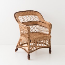 Fauteuil en osier naturel liseré brun Lora sans coussin