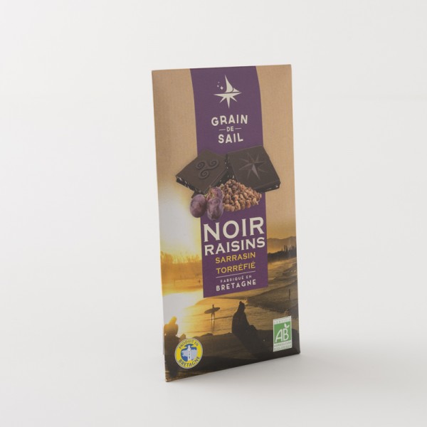 Chocolat noir bio raisin sarrasin de chez Grain de Sail en tablette de 100 g