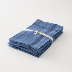 essuie-verres en lin bleu à carreaux de chez Charvet Editions