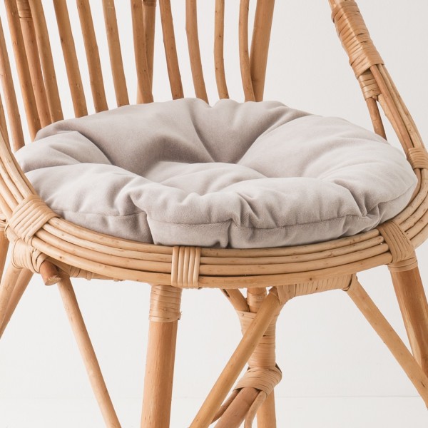 coussin rond en velours pour fauteuil osier violine