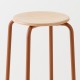 tabouret ht 80 cm tube + bois coloris brique