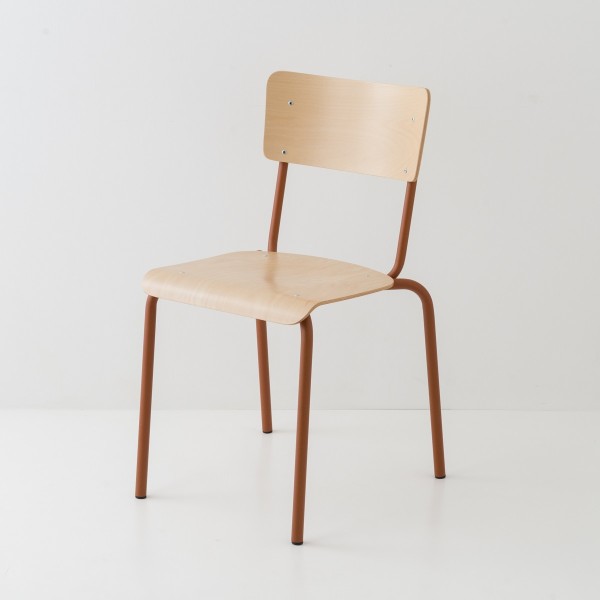 chaise de cuisine 10 coloris métal + bois naturel brique