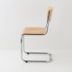 chaise cantilever chrome + bois naturel vue de côté