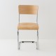 chaise cantilever chrome + bois naturel vue de face