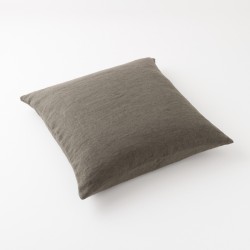 housse de coussin 65x65  en lin lourd café