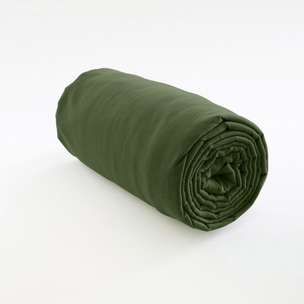 drap housse lin vert treillis