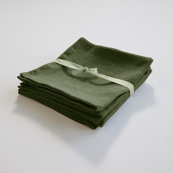 serviette en lin léger vert treillis