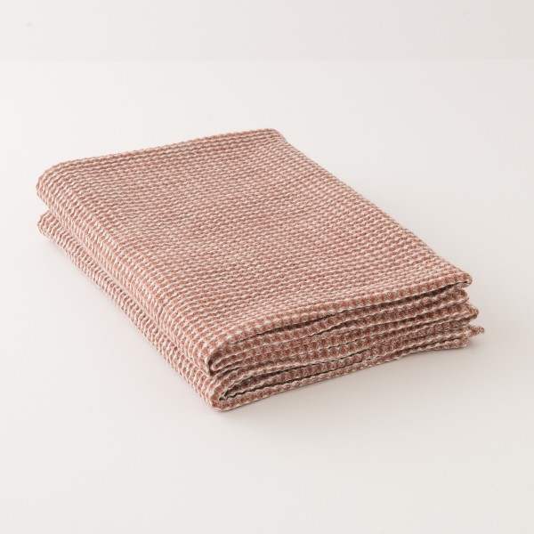 serviette lin lavé gaufré terracotta chiné