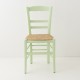 Chaise en paille vert tilleul de face