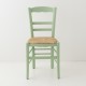 Chaise en paille vert jade de face