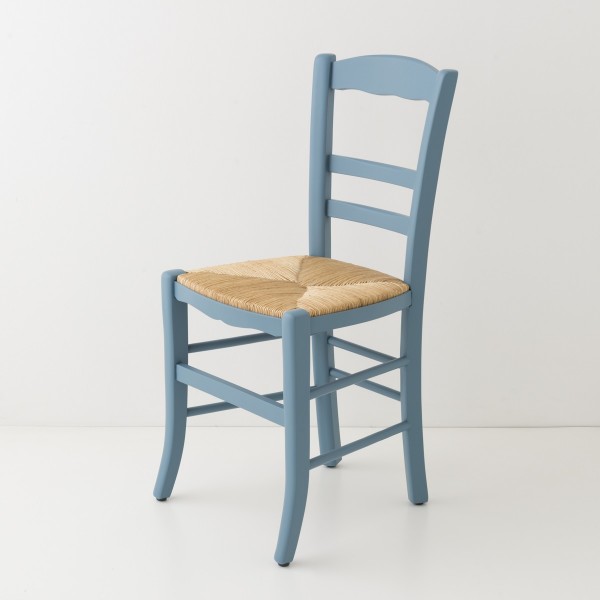 Chaise en paille bleu orage