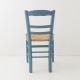 Chaise en paille bleu orage de dos