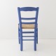 Chaise en paille bleu grec de dos