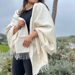 châle laine lambswool McNutt of Donegal motif patchwork saumon
