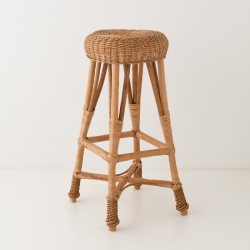Tabouret de bar rond en osier