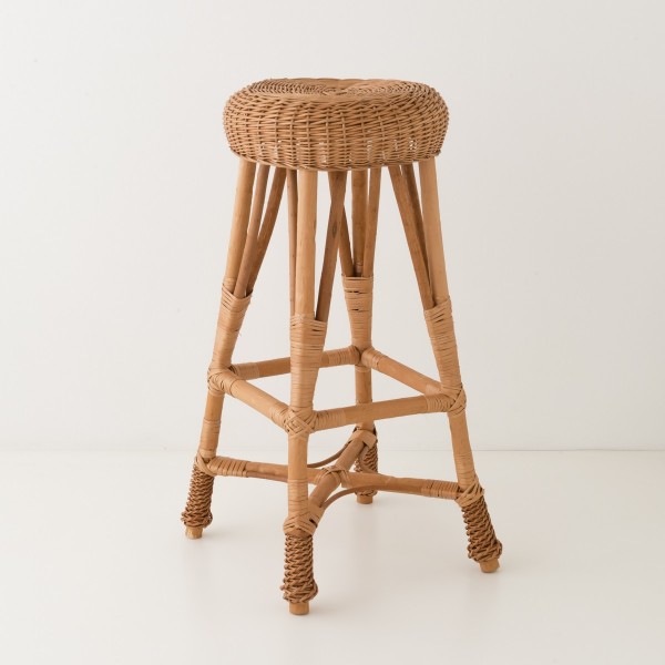 Tabouret de bar rond en osier