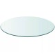 Plateau de verre pour table repas en osier diamètre 80 cm