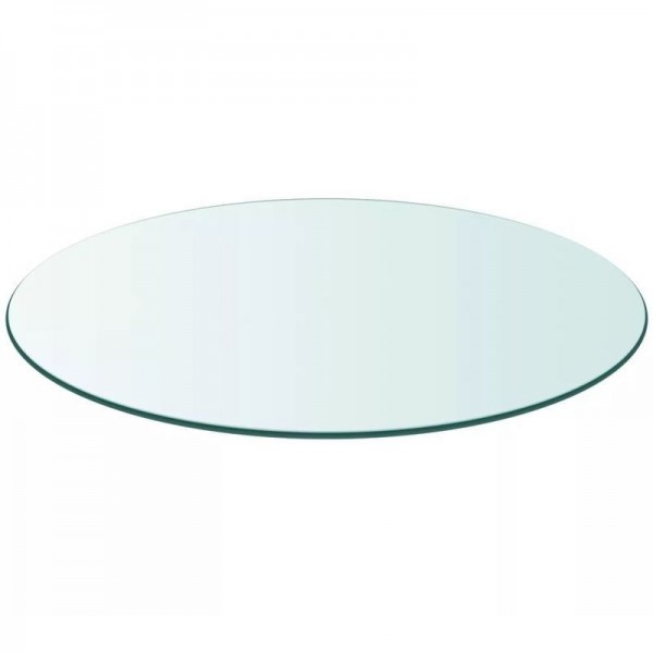 Plateau de verre pour table repas en osier diamètre 80 cm