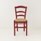 Chaise campagne paillée rouge de face