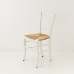 Chaise campagne paillée blanc