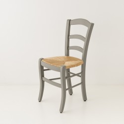 Chaise campagne paillée gris béton