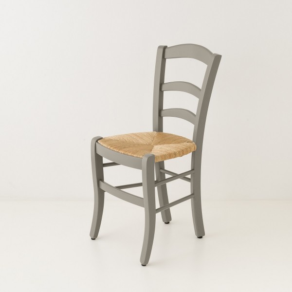 Chaise campagne paillée gris béton