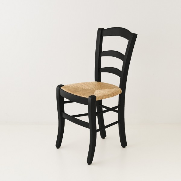 Chaise campagne paillée noir