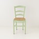 Chaise campagne paillée vert tilleul vue de face