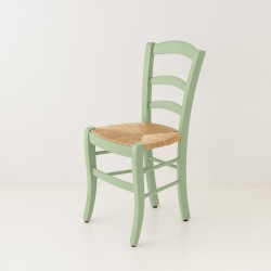 Chaise campagne paillée vert jade