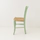 Chaise campagne paillée vert jade vue de profil