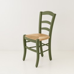 Chaise campagne paillée vert olive