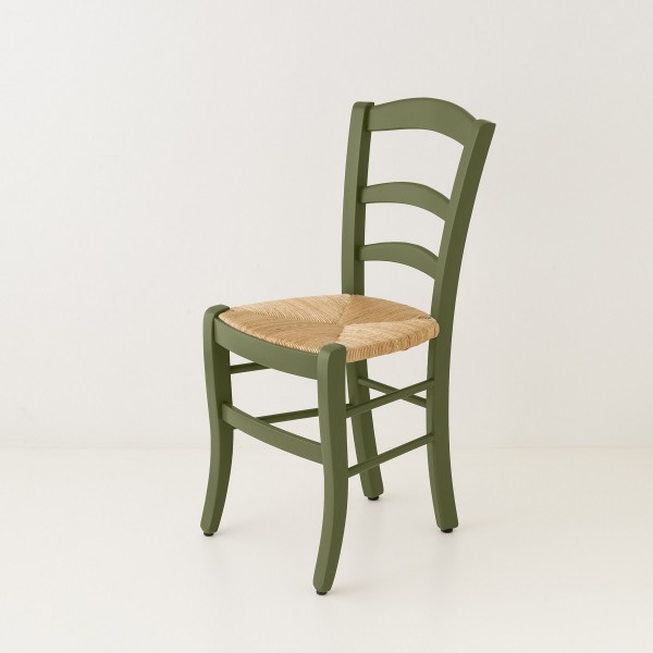 Chaise campagne paillée vert olive
