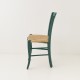Chaise campagne paillée vert sapin vue de profil