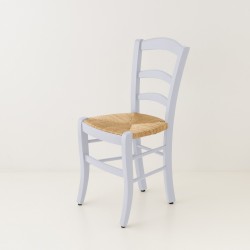Chaise campagne paillée bleu dragée