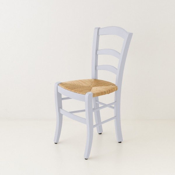 Chaise campagne paillée bleu dragée