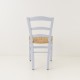 Chaise campagne paillée bleu dragée vue de dos