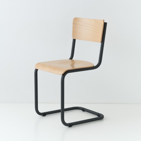 chaise cantilever 11 coloris métal + bois naturel Anthracite
