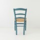 Chaise campagne paillée bleu orage vue de dos