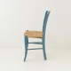 Chaise campagne paillée bleu orage vue de côté