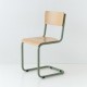 	chaise cantilever tube + bois coloris kaki RAL 7003