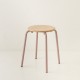 tabouret ht 46 cm tube + bois coloris rose