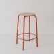 tabouret ht 65 cm tube + bois coloris rouge