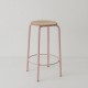tabouret ht 65 cm tube + bois coloris rose