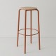 tabouret ht 80 cm tube + bois coloris brique