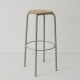 tabouret ht 80 cm tube + bois coloris kaki