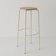 tabouret ht 80 cm tube + bois coloris sable