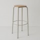 tabouret ht 80 cm tube + bois coloris silex