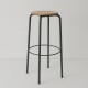 tabouret ht 80 cm tube + bois coloris anthracite