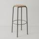 tabouret ht 80 cm tube + bois coloris taupe