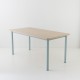 Table 160x80 plateau chêne époxy bleu pastel
